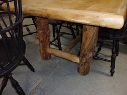 Gorgeous Log Dining Table w/ 6 Chairs Including 2 Arm Chairs