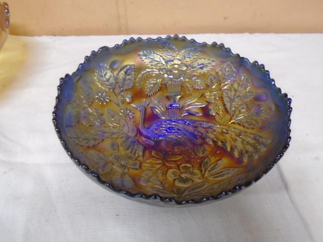 Fenton "Peacock" Carnival Glass Bowl