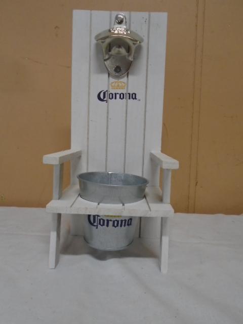 Corona Wooden Beach Chair w/ Bottle Opener & Metal Cap Catcher