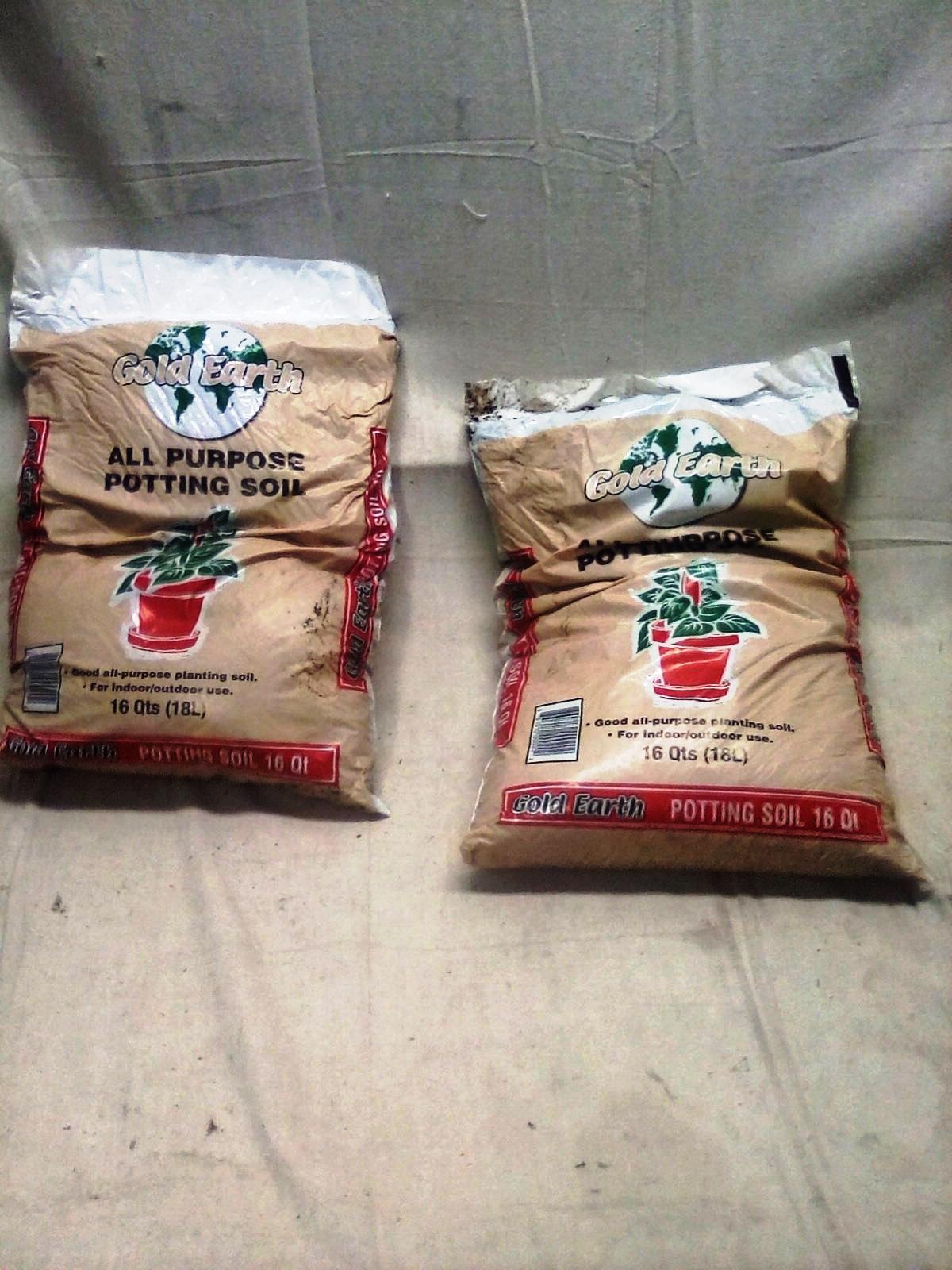 Pair of 16 Qt. bags of Gold Earth Potting Soil