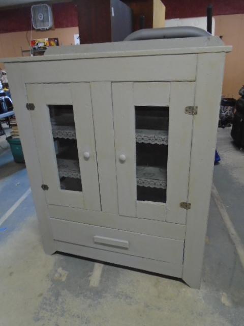 Large Vintage Painted Pie Safe w/ Drawer in Bottom