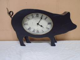 Metal Art Pig Clock