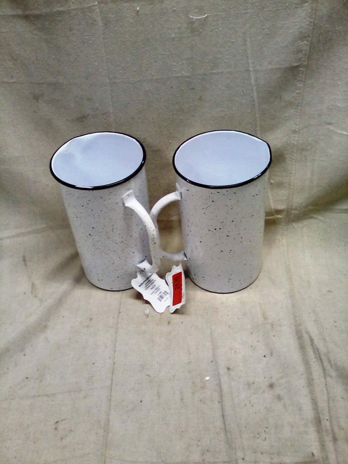 Pair of ThirstyStone White Metal Pitchers w/Black Speckles