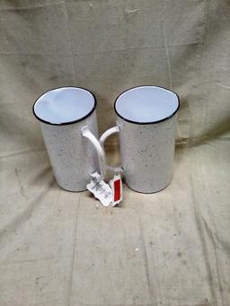 Pair of ThirstyStone White Metal Pitchers w/Black Speckles