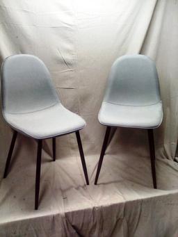 Mid-Century Style Grey Padded Accent Chairs