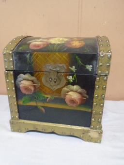 Beautiful Painted Wooden Storage Chest