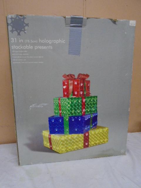 31in Holographic Lighted Stackable Presents