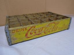 Vintage Yellow Coca-Cola Wooden Crate