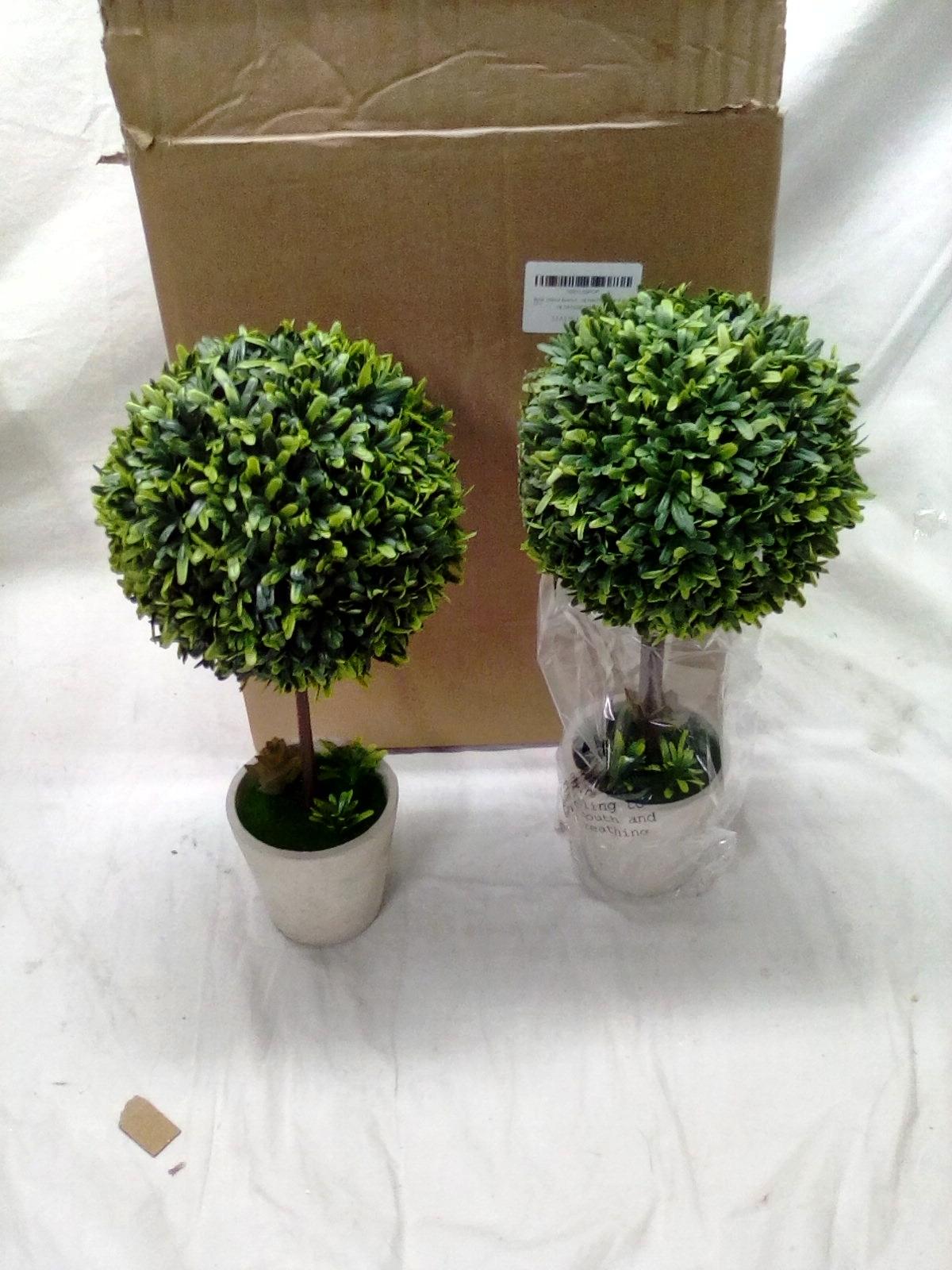 Pair of 14" Tall Artificial Pulp Wood Planters