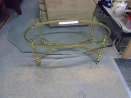 Beautiful Brass Glass Top Coffee Table