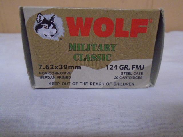 20 Round Box of Wolf 7.62 x 39MM Steel Case Caartridges