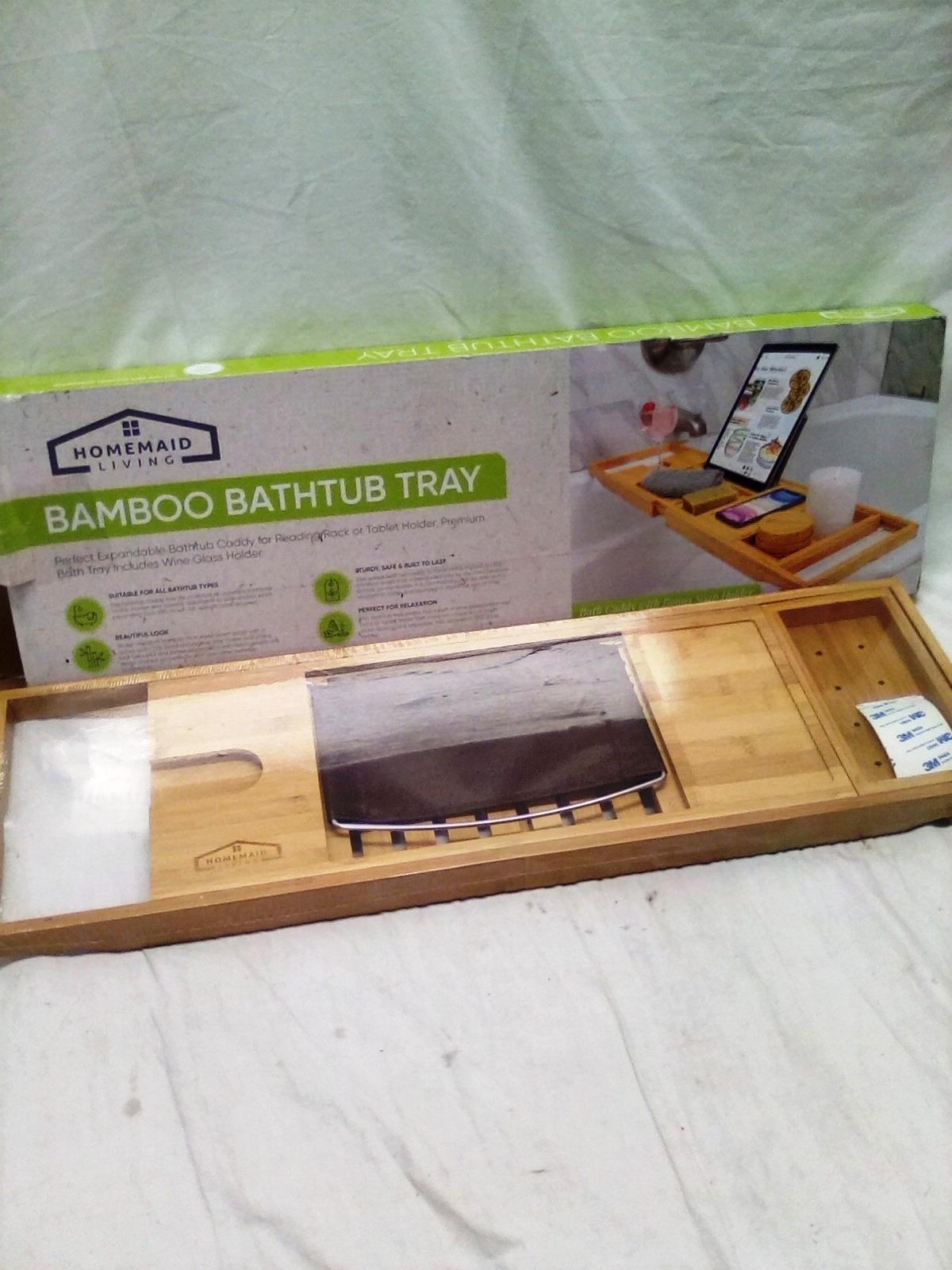 Homemade Living Expandable Bamboo Bathtub Tray