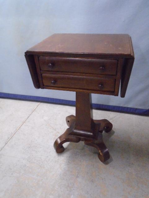 Antique 2 Drawer Drop Leaf Side Stand