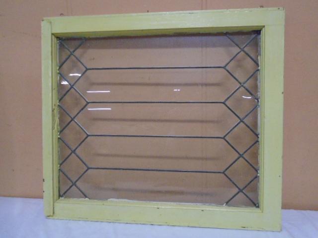 Antique Wood Framed LeadedGlass Window Décor