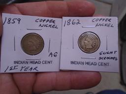 1859 and 1862 Copper Nickel Indian Head Cents