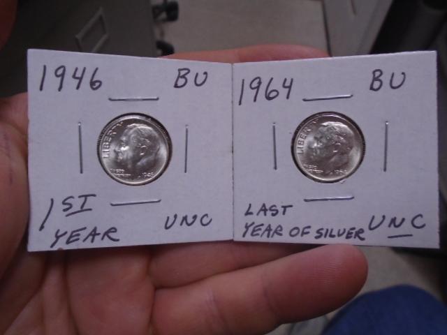 1946 and 1964 Roosevelt Dimes