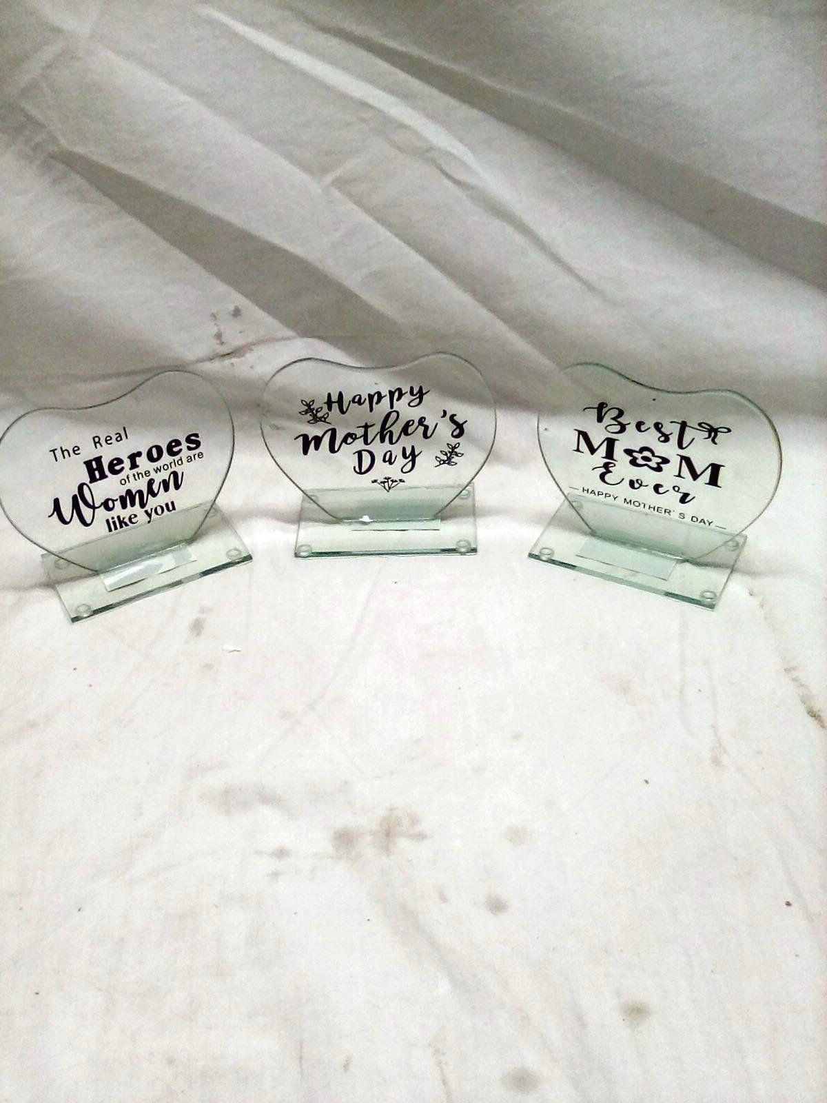 Qty. 3 Glass Mother's Day Tribute Plaques