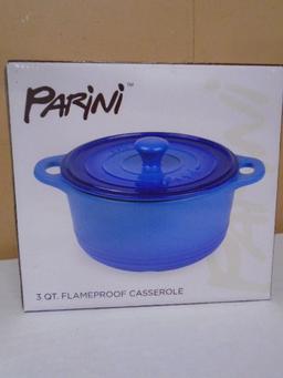 Parini 3qt Porcelain Over Cast Iron Flameproof Casserole w/ Lid