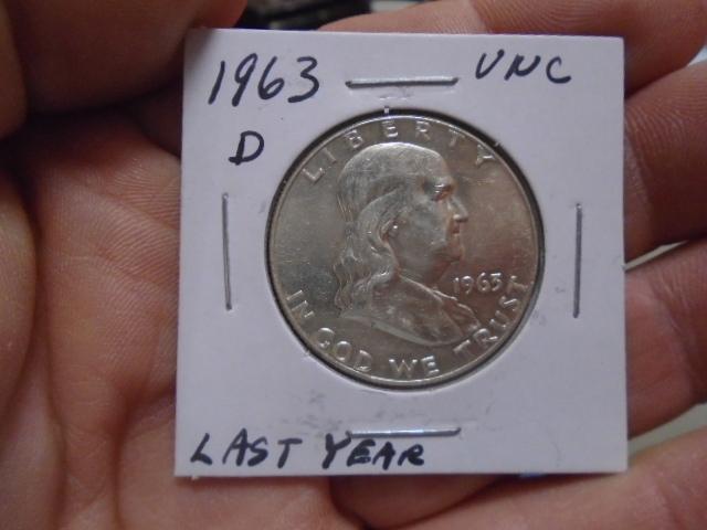 1963 D Mint Franlin Half Dollar