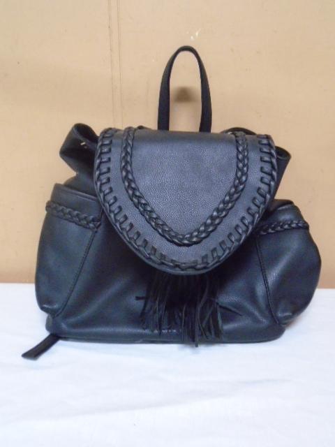 Ladies Lionel Black Leather Backpack Purse