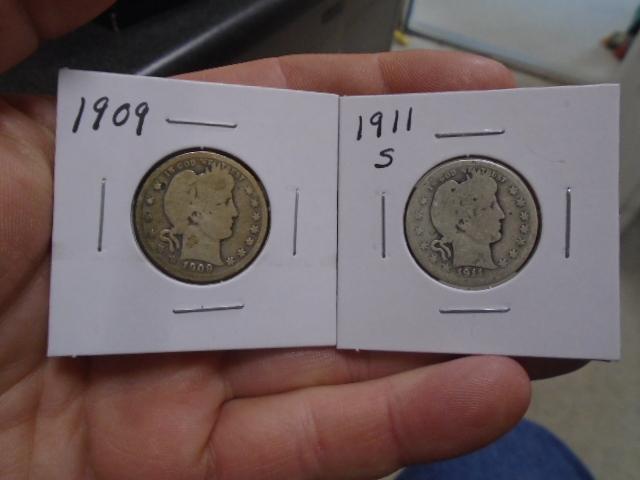 1909 & 1911 S Mint Barber Quarters