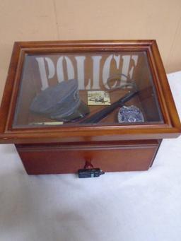 Wooden "Police" Sahdow Box w/ Drawer