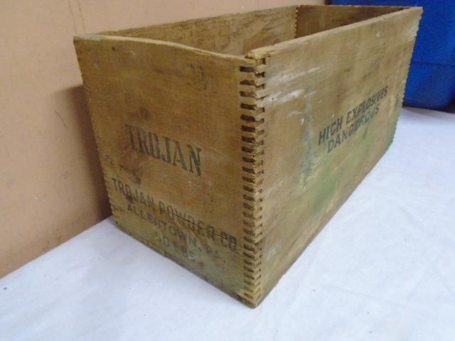 Antique Trojan Power Co Dovetailed Wooden Crate