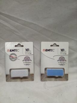 Pair of Emtec 16 GB Thumb Drives with wallpaper Print