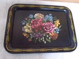 Vintage Painted Metal Serving Tray