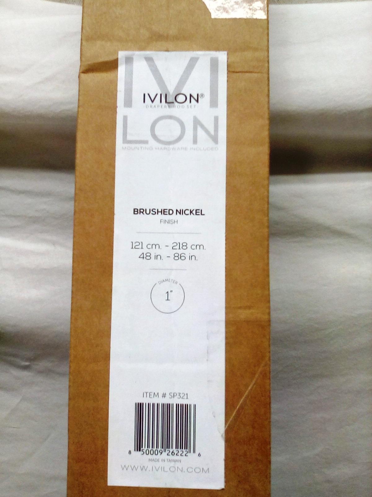 Ivilon Brushed Nickel 1" Diameter Curtain Rod spans 48"-86"