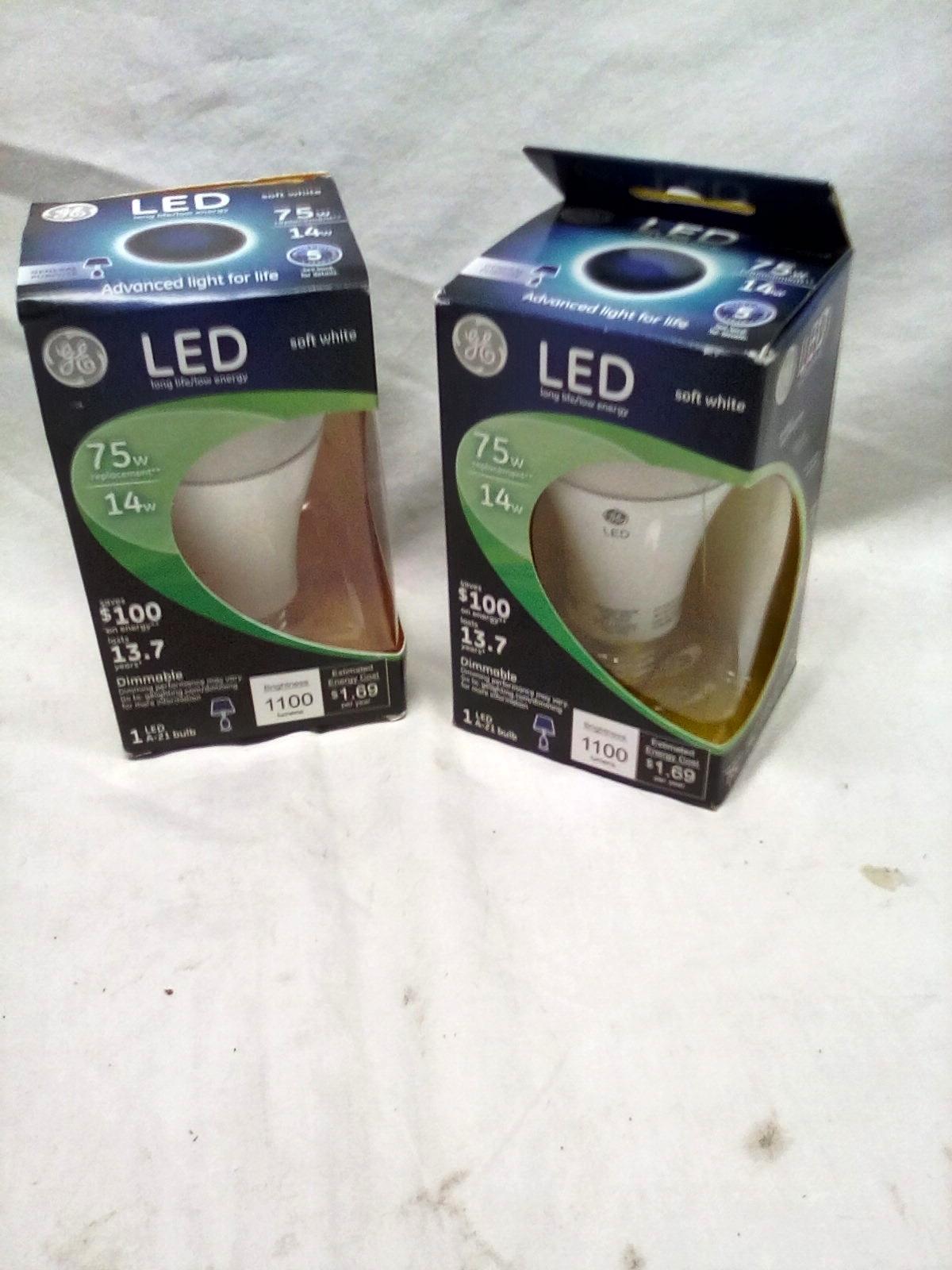 Pair of GE 75W LED Soft White Light Bulbs