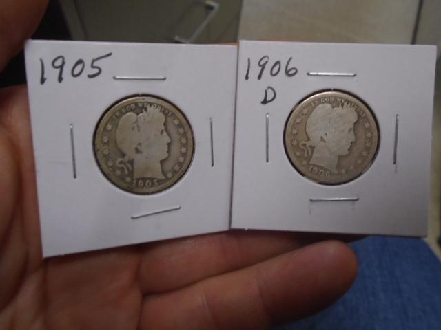 1905 & 1906 D Mint Barber Quarters