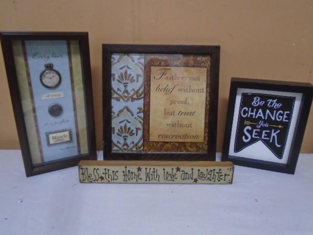 4pc Group of Inspirational Wall Art