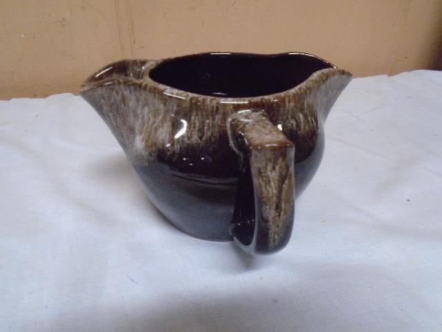 Vintage Brown Drip Double Spout Gravy Boat