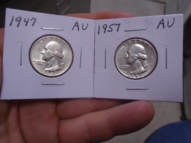 1947 & 1957 Silver Washington Quarters