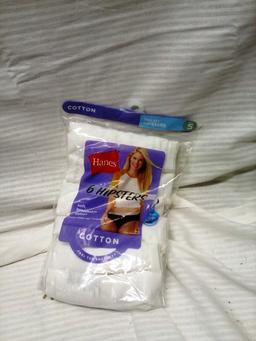 Qty. 6 Pair Hanes Hipster White Cotton Women's Underwear