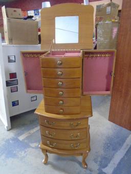 Beautiful Oak Floor Jewelry Armoire Chest