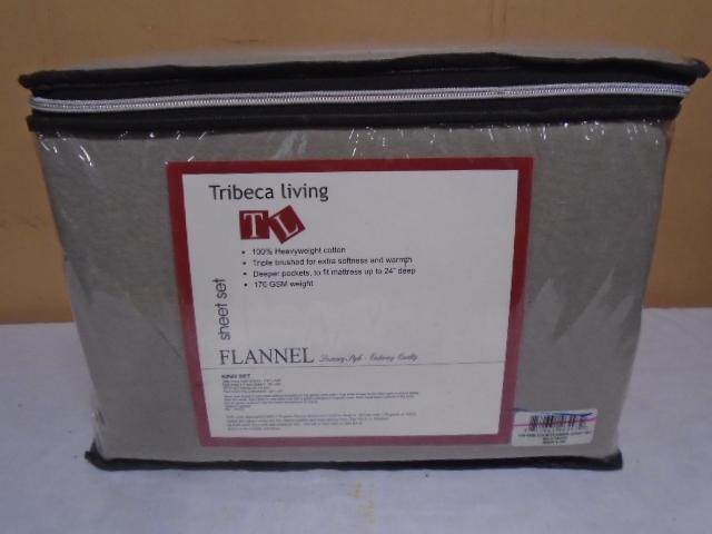 Brand New Tribeca Living King Size Flannel Sheet Set