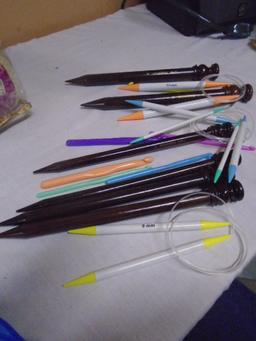 Large Group of Knitting Needles & Crochet Hooks