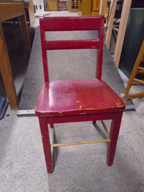 Vintage Wooden Red Painted Child's Chair