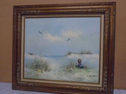 Beautiful Signed & Framed Seascape Oil Painting