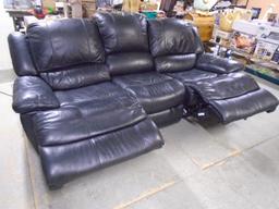 Black Leather Dual Power Reclining Sofa