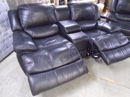 Black Leather Dual Power Reclining Locveseat w/ Center Console