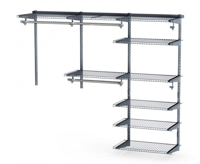 Adjustable Closet Organizer Kit with Shelves and Hanging Rods for 4 to 6 FT