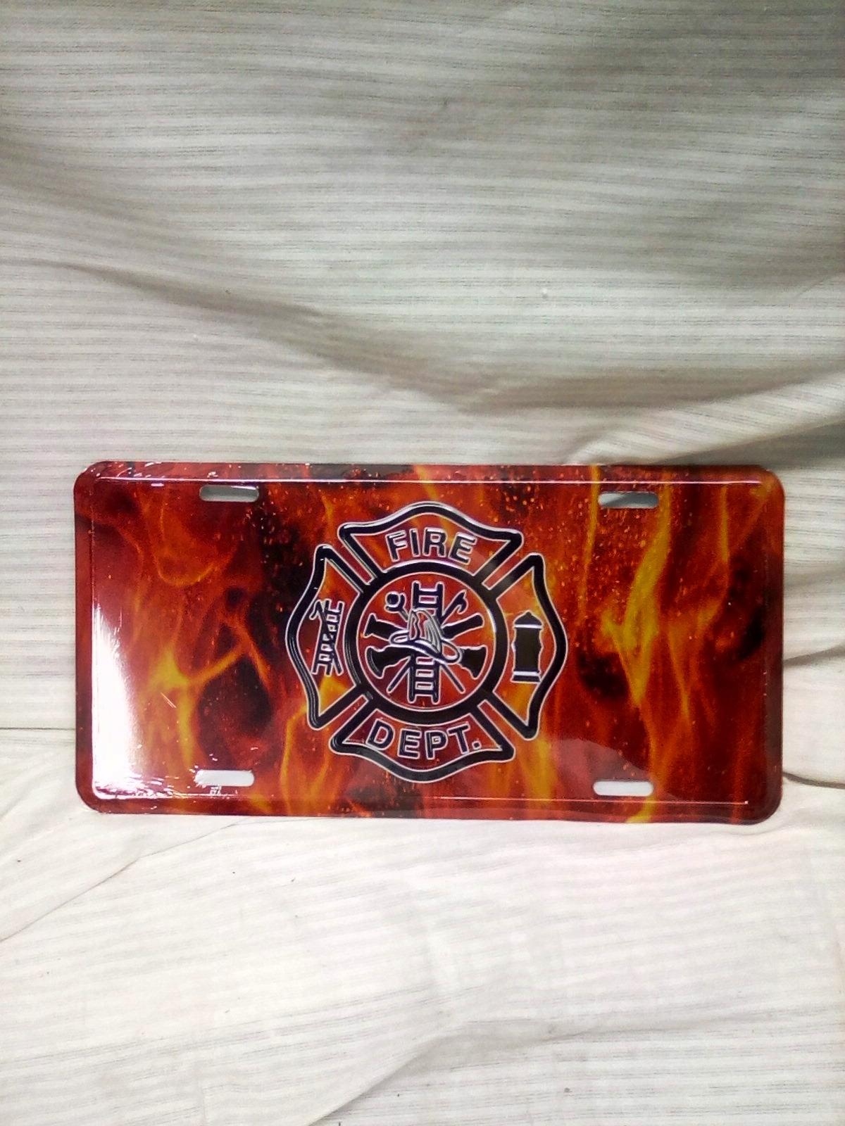 Metal "Fire Dept." license Plate