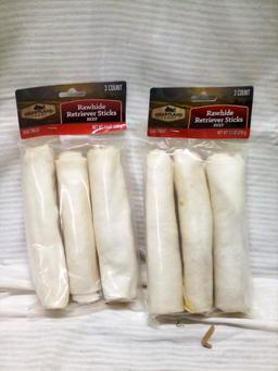 Qty. 2 Packs of 3 Rawhide Retriever Sticks