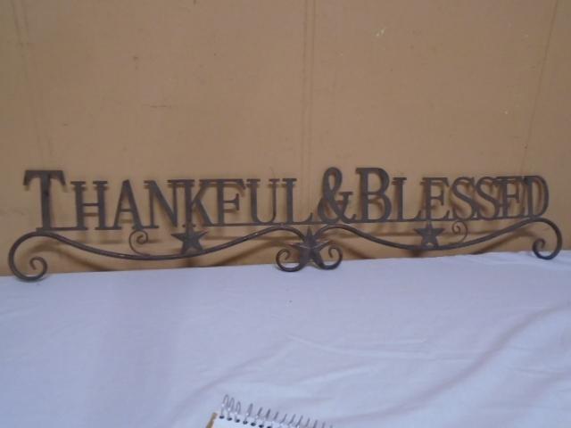 Thankful & Blessed Metal Wall Art Piece