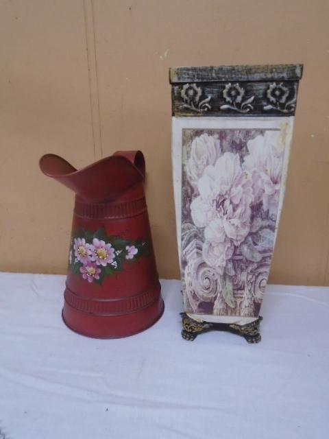 Hand Painted Metal Art Pitcher &Metal Art Vase