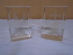 2 Religious Glass Paperweights