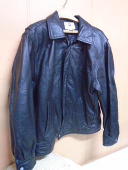 Black Leather Pepsi Jacket